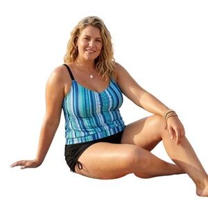 Blue and Black Women's 2-Piece Swimsuit size XL